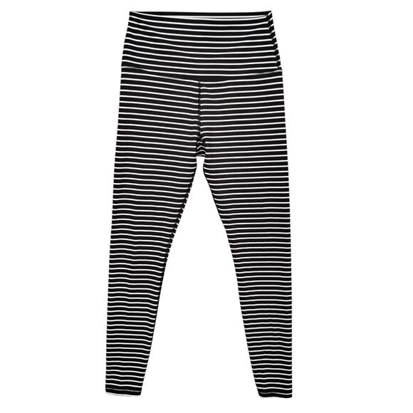 Scorpio Sol Yoga Leggings Size Small Black and White Striped High Waist - Picture 1 of 4